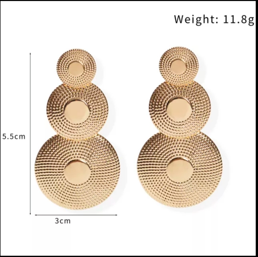 Round Gold Color Traditional Indian Metal Drop Earrings